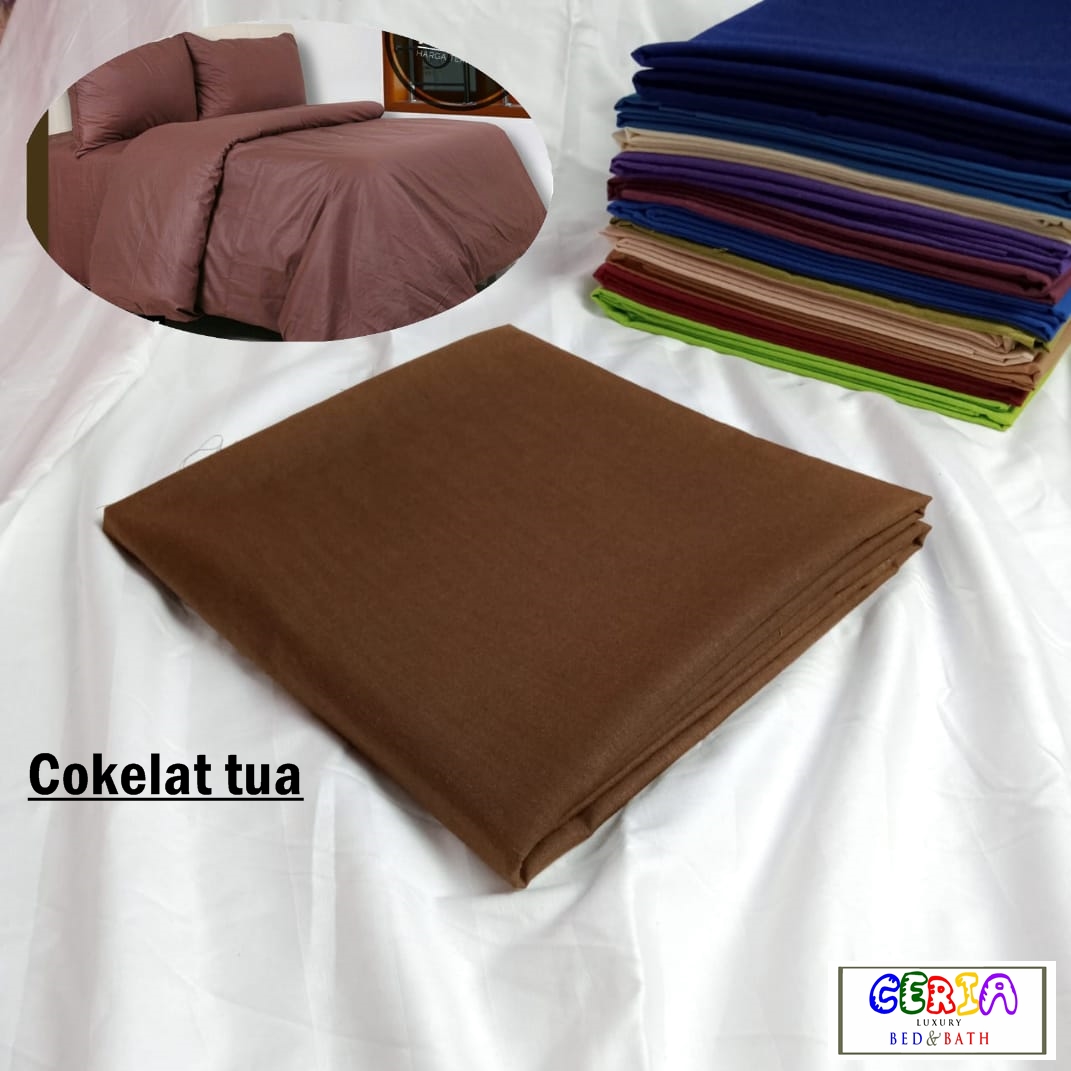 Bahan Kain Sprei Bedcover Polos Cokelat Tua Butik Ceria